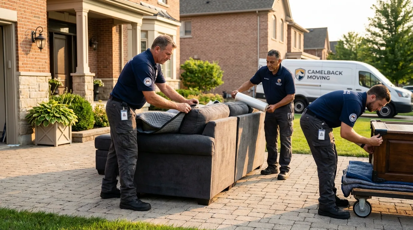 Large estate moving crew wrapping furniture in Islamorada, FL